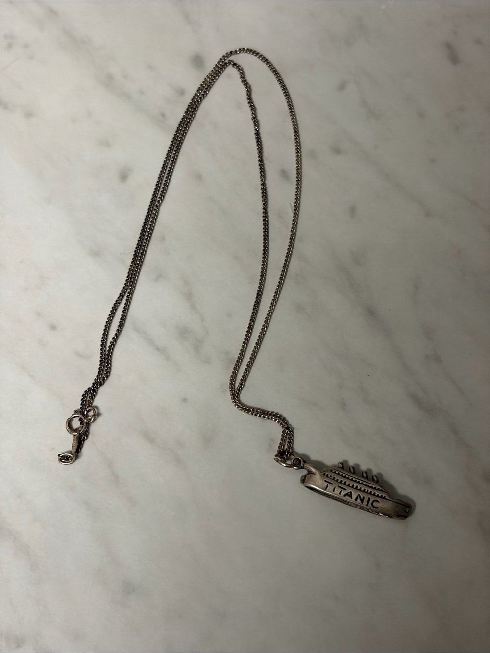 Titanic Ship Pendant Necklace in Silver Tone